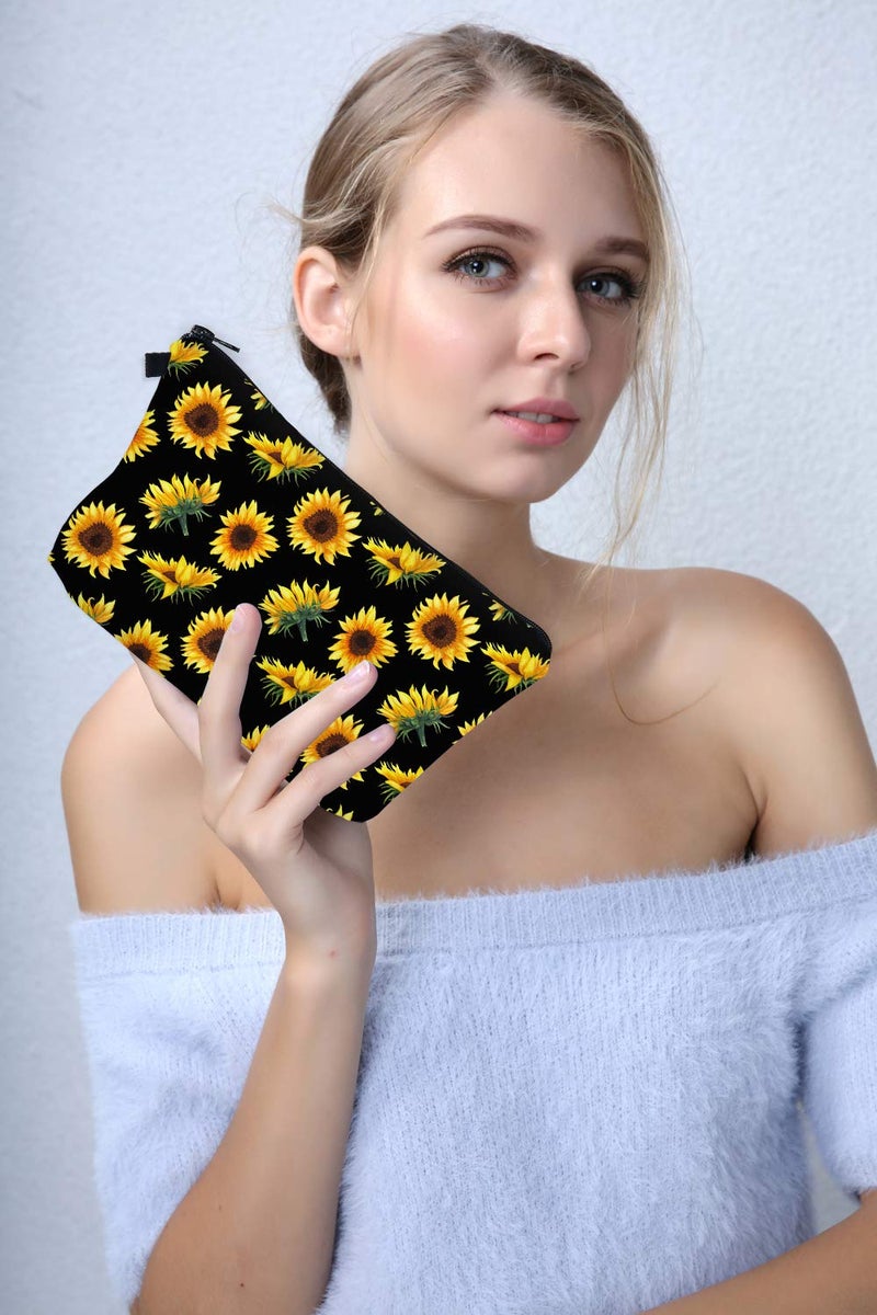 Deanfun Cosmetic Bag for Women, Sunflower Flowers Waterproof Makeup Bags Roomy Toiletry Pouch Travel Accessories Gifts 52355 - Image 4